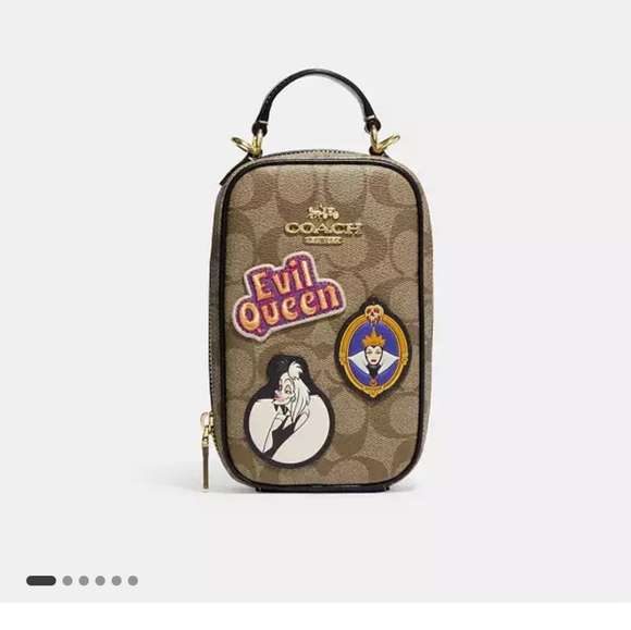 Disney X Coach Eva Phone Crossbody In Signature Canvas with Patches - Picture 1 of 5